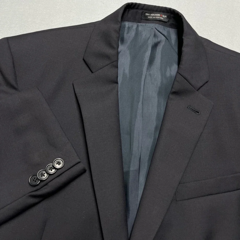 New John Varvatos Blazer Men 40L Suit Jacket Sport Coat Black Wool Single Needle